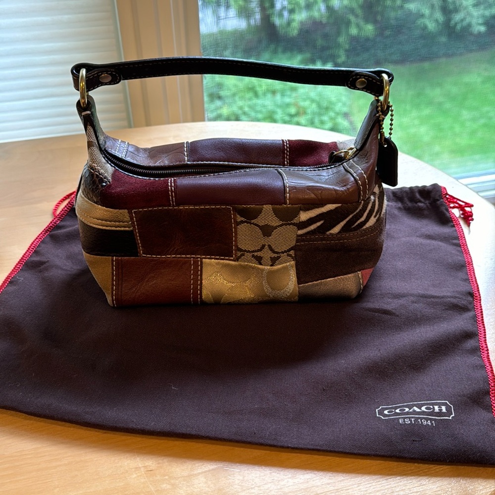 🌟like new! mini vintage Y2K coach brown/purple patchwork purse🌟
